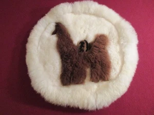 Beautiful Alpaca Llama Fur Peruvian Round Handmade Hide Stitched Rug Wall Art - Picture 1 of 5