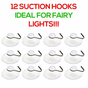 12 x FENSTERSAUGNÄPFE MIT METALLHAKEN Aufhänger Aufhängehaken Saugnapf PACKUNG UK - Bild 1 von 1