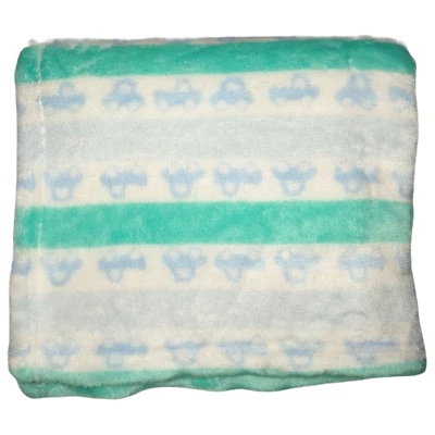 Baby Starters Azul Verde Blanco Manta Rayas Coche Camión Vehículos Difícil de Encontrar Lovey Foto 1 de 3