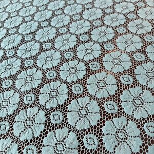 Floral Lace Curtain Panels Pair Teal  45” X 85” Rod Pocket Modern - Nice