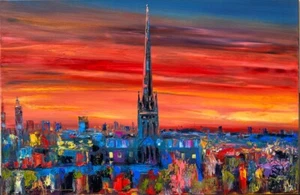 ORIGINAL GENNADIY "Expression of Norwich Sunset" norfolk landscape Oil PAINTING - Picture 1 of 1