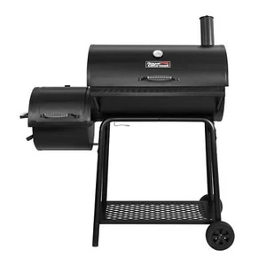 Charcoal Grill With Offset Smoker BBQ Barbecue Outdoor Cooking Portable Black - Picture 1 of 9
