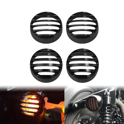 Vorne Hinten Blinker Grill Lünette Abdeckung Schwarz Für Harley Sportster XL883 - Image 1 of 4