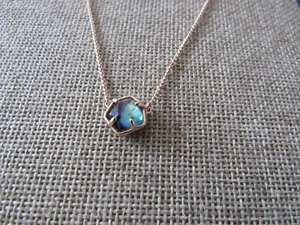 Collana Kendra Scott Jaxon Illusion Abalone Pendente Placcato Oro Rosa - Foto 1 di 4