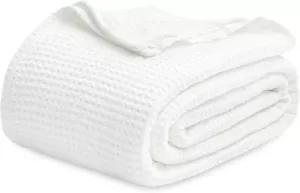 BEDSURE 100% Cotton Blankets Queen Size for Bed - 405GSM Waffle Weave Blankets - Picture 1 of 7