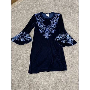 VTG Expressions Girls's Regency Y2K Princess Embroidered Velvet Bell Dress L - Picture 1 of 9
