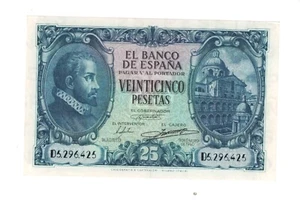 SPAIN 1940 25 Pesetas P116 AU - Picture 1 of 2