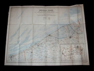 WW1 Chart - BELGIAN COAST WITH THE ADJACENT NAVIGABLE CHANNELS, OS 1919 - Picture 1 of 7