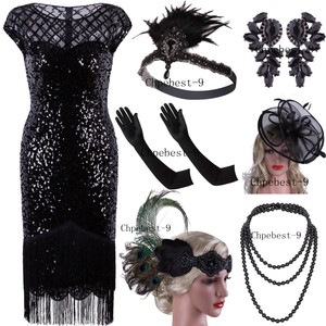 black sequin flapper dress