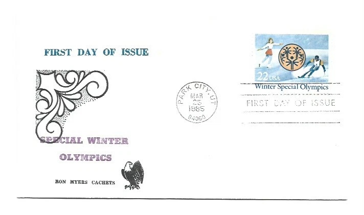 2142 Winter Special Olympics 1985 Ron Myers Cachets, FDC - Image 1 of 1