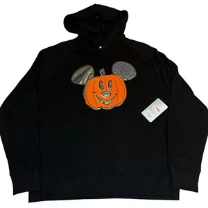 DISNEY MICKEY MOUSE HALLOWEEN Pumpkin Pullover Hoodie Sweatshirt Adult Small - Picture 1 of 11