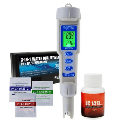pH / EC / Temperature Meter ATC 3 in 1 Waterproof Pen Type Water Quality Tester - Image 1 of 4