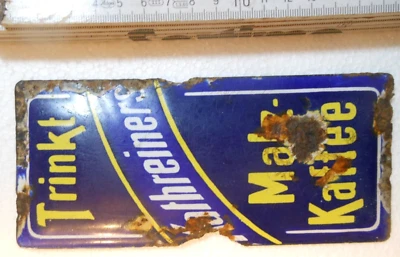 uraltes KATHREINERS Malz Kaffee   Emaille  ca 18 x 8  cm  Kathreiner TÜRSCHILD - Bild 1 von 4