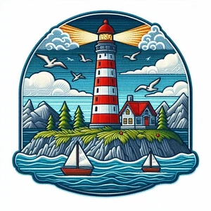 Parche Faro Apliques Planchados Insignia Náutica Ola del Océano Viaje Recuerdo - Imagen 1 de 12
