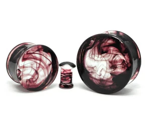 Smokey Swirl Glass Double Flare Plugs (PG-582) gauges PICK YOUR SIZE - Picture 1 of 2