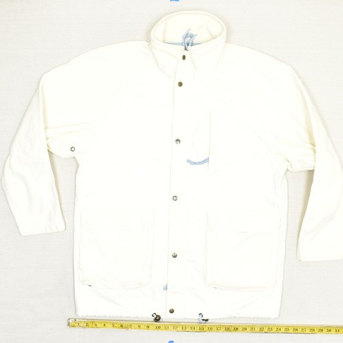 OFF WHITE Giacca parka uomo Eddie Bauer tinta unita pockey vintage cotone bianco sporco taglia M