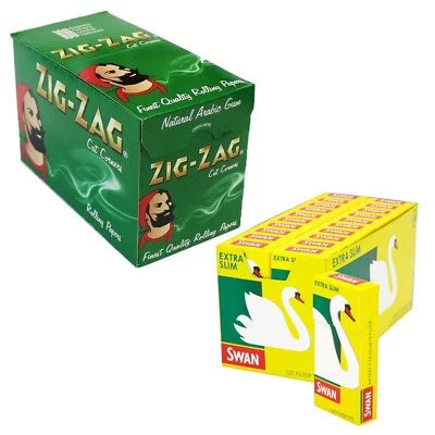1200 Zig-Zag Green Cigarette Rolling Papers and 1200 Swan Extra Slim Filter Tips