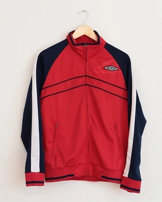 Chaqueta de Entrenamiento De Colección Y2K Umbro Cremallera Roja/Azul Marino Para Hombre Talla Pequeña Usada Foto 1 de 4