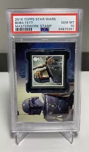 2016 Topps Star Wars Masterwork Stamp Boba Fett /249 PSA 10 Trading Card - Picture 1 of 4