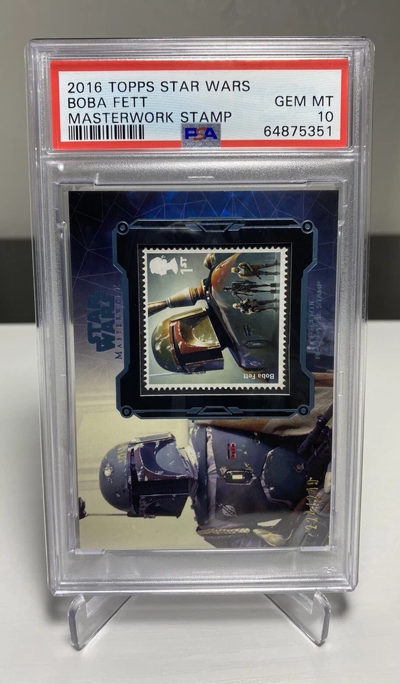 2016 Topps Star Wars Masterwork Stamp Boba Fett /249 PSA 10 Trading Card - Image 1 of 4