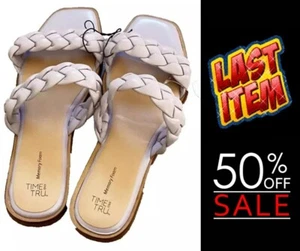 Time and Tru size 9 Braided Two Band Sandals Memory Foam Lavender Slip - Picture 1 of 19