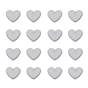 50 dijes de etiqueta de estampado en blanco de acero inoxidable en forma de corazón 304 12x11 mm - Imagen 1 de 5