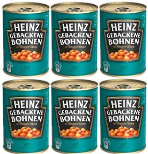 Heinz Baked Beans in Tomatensauce - Gebackene Bohnen - 6 Dosen je 415 Gramm
