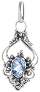 Salia Blauer Topas Mittelalter Amulett Anhänger 925er Silber Schmuck - Neu - Picture 1 of 1
