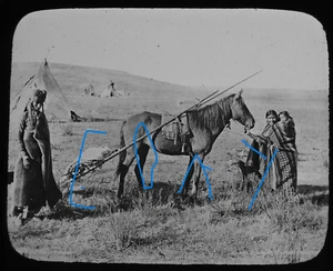 FOTO DIAPOSITIVA LINTERNA MÁGICA CREE INDIOS NATIVOS AMERICANOS CALGARY CANADÁ C1890 - Imagen 1 de 5