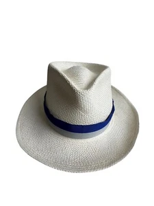 Vintage Scala Collections Panama Straw Fedora Hat Size Large Made In USA - Picture 1 of 12