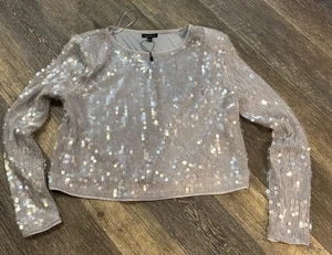 Fiesta de Navidad Damas Suéter Top Gris M Dinamita Lentejuelas Brillo Vacaciones - Imagen 1 de 7
