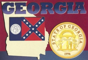 Postcard Georgia state emblems - Picture 1 of 2