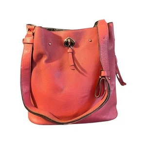Kate Spade Coral Bucket Bag Leather Shoulder Bag Drawstring Purse - Picture 1 of 5