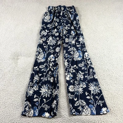 Pantalones H&M para mujer tiro alto florales de pierna ancha azul cachemira talla 2 Foto 1 de 4