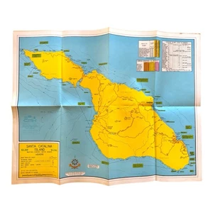 Catalina Island Map CMH Marine Insurance folded pamphlet 22x18 c1960s Maritime - Picture 1 of 5