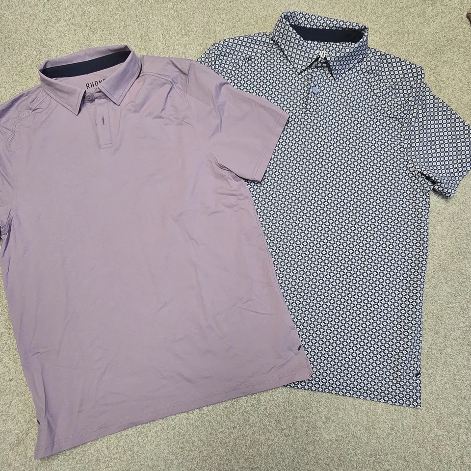 Camisas polo de manga corta Rhone para hombre púrpura rendimiento geométrico talla M golf 2024 Foto 1 de 4