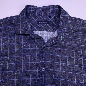 Alexander Julian Shirt L Mens L/S Button Up Gray Check Speckled Colorful EUC - Picture 1 of 8