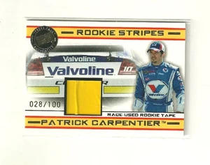 2008 PATRICK CARPENTIER RACE USED ROOKIE STRIPES CARD 028/100 SEE SCAN DETAILS - Picture 1 of 2