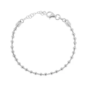 Bracciale Catena con Palline Lisce mm 3 in Argento 925 Galvanica Rodio - Picture 1 of 1
