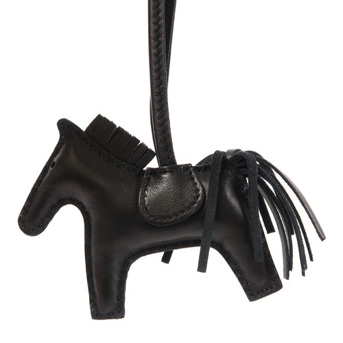 HERMÈS HERMES Rodeo PM Charm Milo Pelle Nero