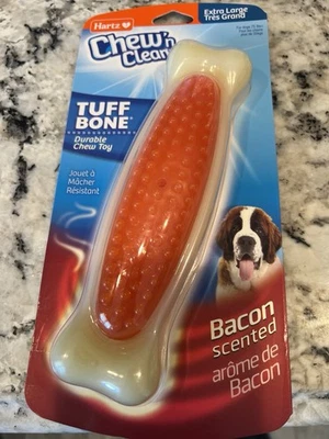 Juguete dental perfumado Chew 'N Clean Tuff Bone Bacon para perros extra grande nuevo perro resistente Foto 1 de 4
