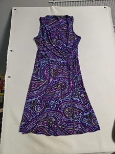 Lauren Ralph Lauren Knit Sheath Wiggle Dress Sz M Purple/Blue Art To Wear - Picture 1 of 6