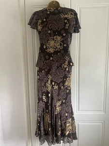 CC Sz12 Beaded Devore Silk Blend Dress Looks Like skirt top wedding Occasion - Picture 1 of 17