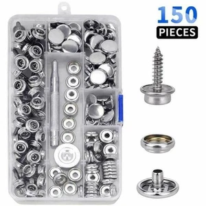 150pcs Snap Fastener Stainless Steel Cap Canvas Screw Press Stud Kit Boat Cover - Picture 1 of 28