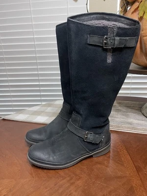 Ugg Thomsen Black Shearling Lined   Suede Leather Boots Size 6 Waterproof Tall - Image 1 of 4