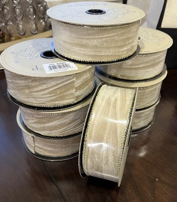 D. Stevens Fine Ribbon Marble Velvet,Gold Trm 1.5"x10yds Ea. MSRP $55 Ea. 8rolls - Image 1 of 4