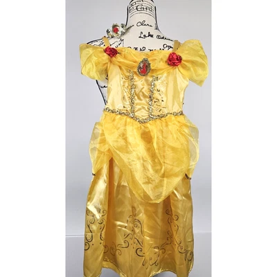 Vestido Princesa Disney Belle Talla 4-6X Vestido Dorado con Pulsera Foto 1 de 4