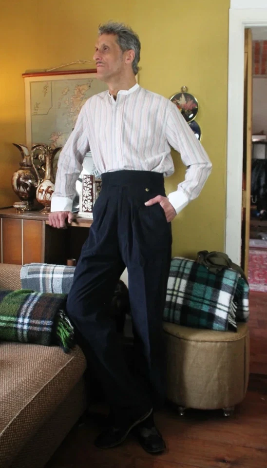 Pantalones On the Sunny Side Para Hombre Cintura Alta Acanalados Terciopelo Pana Azul Marino RARO Foto 1 de 4