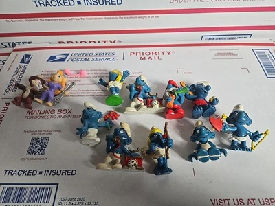 Винтажный Smurfs фигурки лот из 9 1970-х-1980 Peyo Schleich винил мини мини мини - Изображение 1 из 4