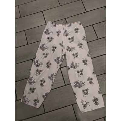 Pantalones de pijama Alfani para mujer talla L blanco negro estampado de rosas ropa de dormir para salón Foto 1 de 4
